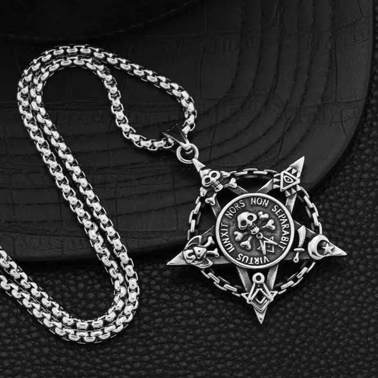 Skull and Pentagram Pendant Steel Chain sold by Shopnova