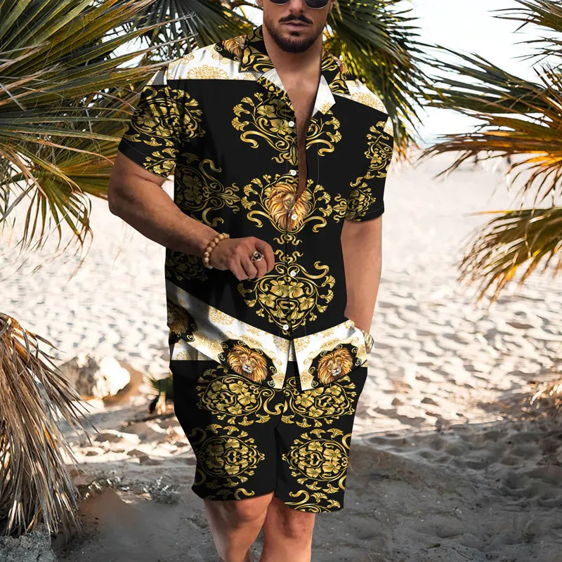 Clearance-Lion Print Vacation Two-Piece Set-L,2XL,3XL sold by Shopnova