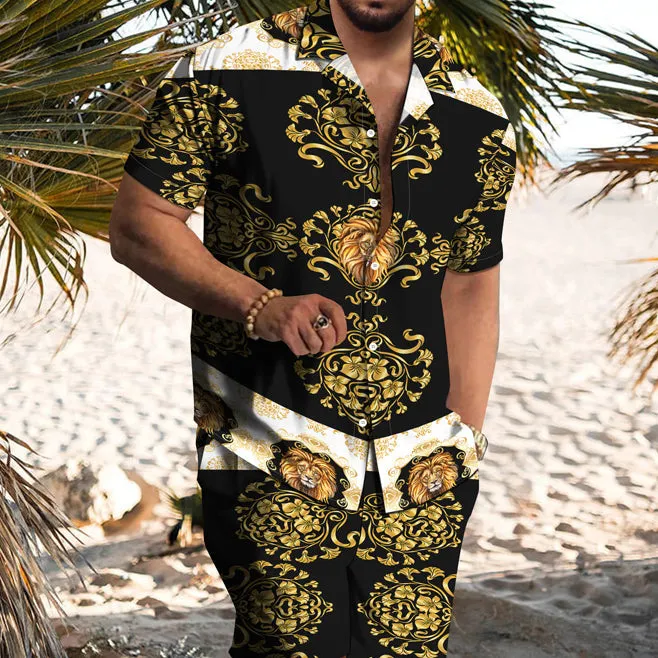 Clearance-Lion Print Vacation Two-Piece Set-L,2XL,3XL sold by Shopnova product image thumbnail 2