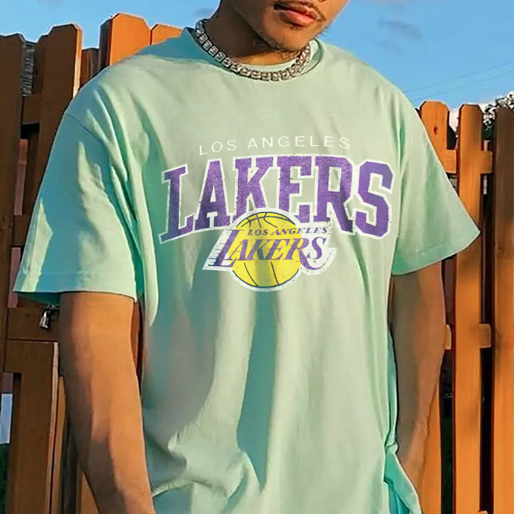 LAKERS Basketball Letter Graphic Print Loose Casual Men's T-Shirt sold by Shopnova product image thumbnail 2