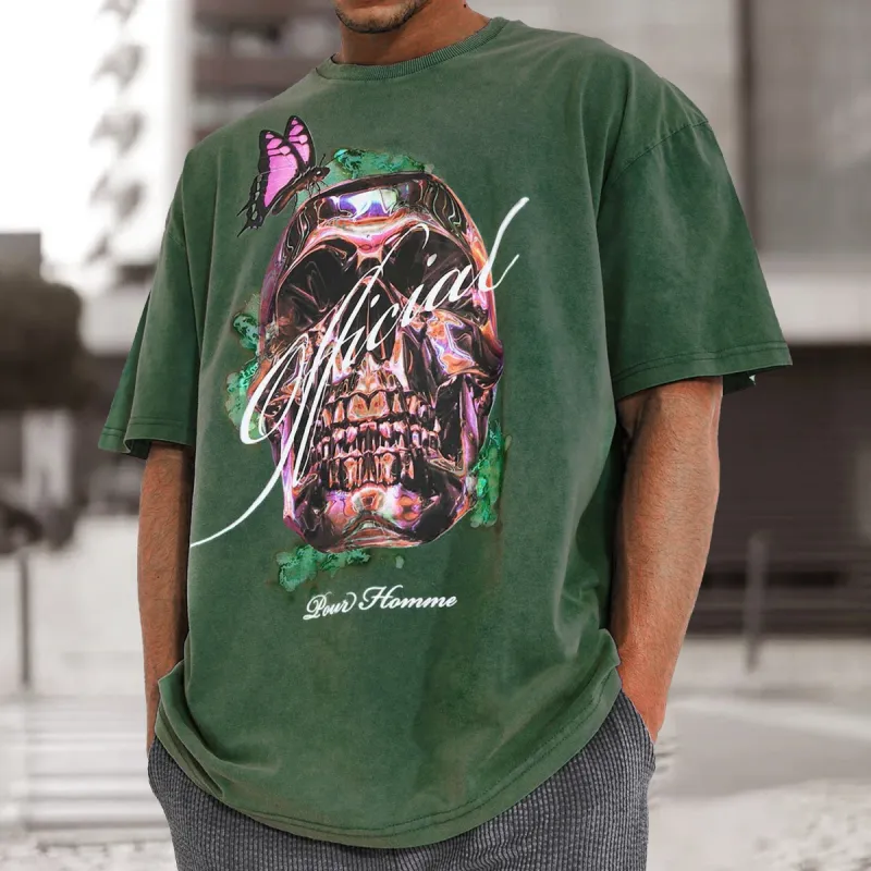 Crew Neck Butterfly Abstract Graphic Print Casual T-Shirt sold by Shopnova