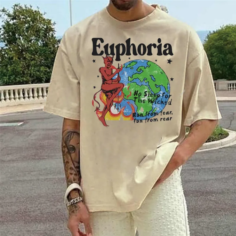 Alphabet Graphic Print Casual Loose Men's Short Sleeve T-Shirt sold by Shopnova