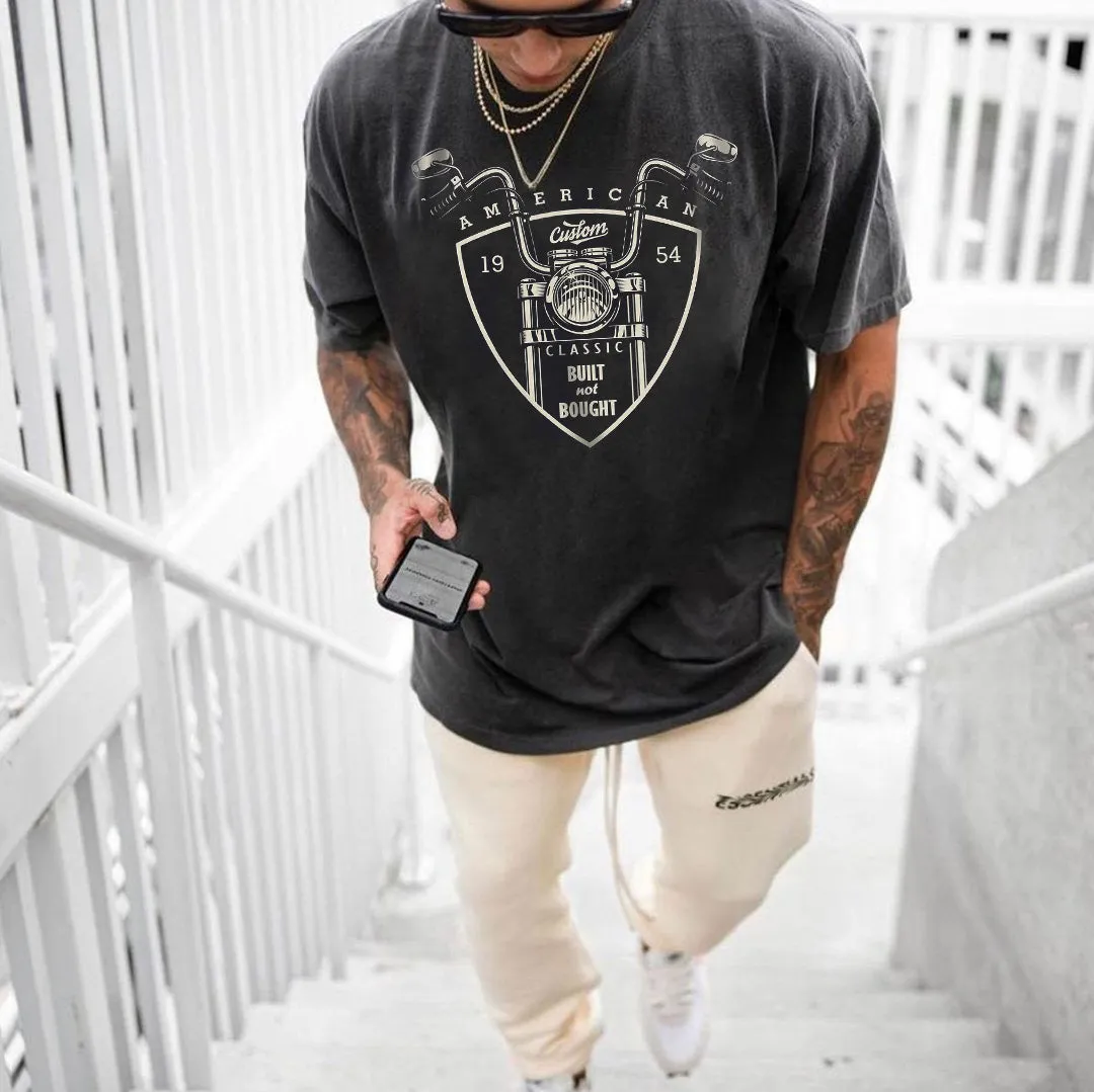 Motorcycle Alphabet Graphic Print Crew Neck Men's T-Shirt sold by Shopnova product image thumbnail 2