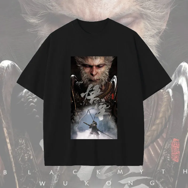 Wukong Games Print Men's Black Cotton T-shirt made by Shopnova