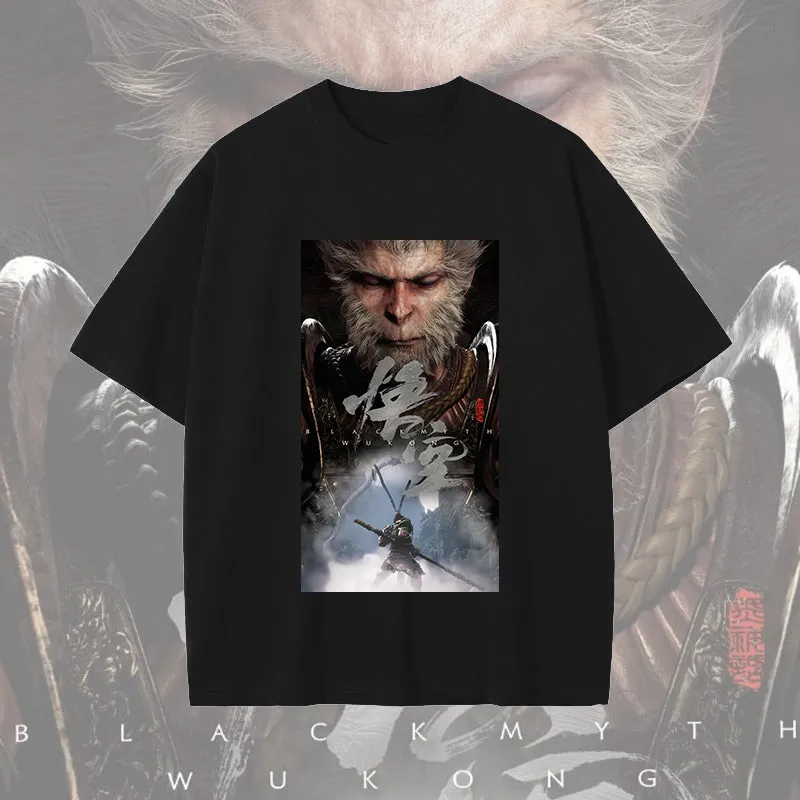 Wukong Games Print Men's Black Cotton T-shirt sold by Shopnova