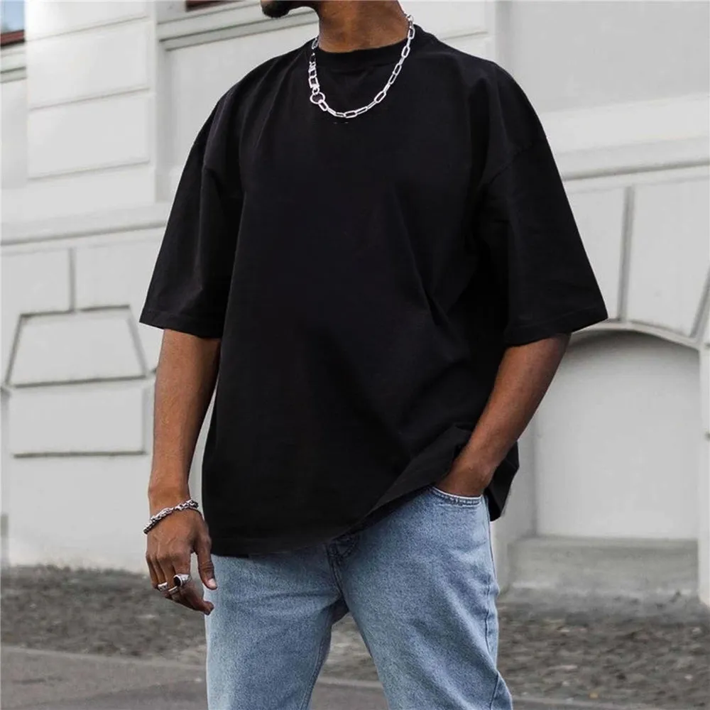 Plain Loose Casual Short Sleeve Men's T-Shirt sold by Shopnova product image thumbnail 3