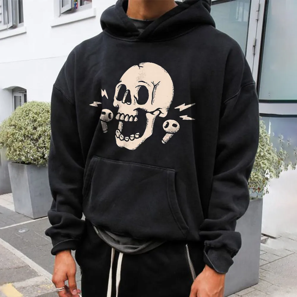 Halloween Scary Skull Men's Fleeced Hoodie sold by Shopnova