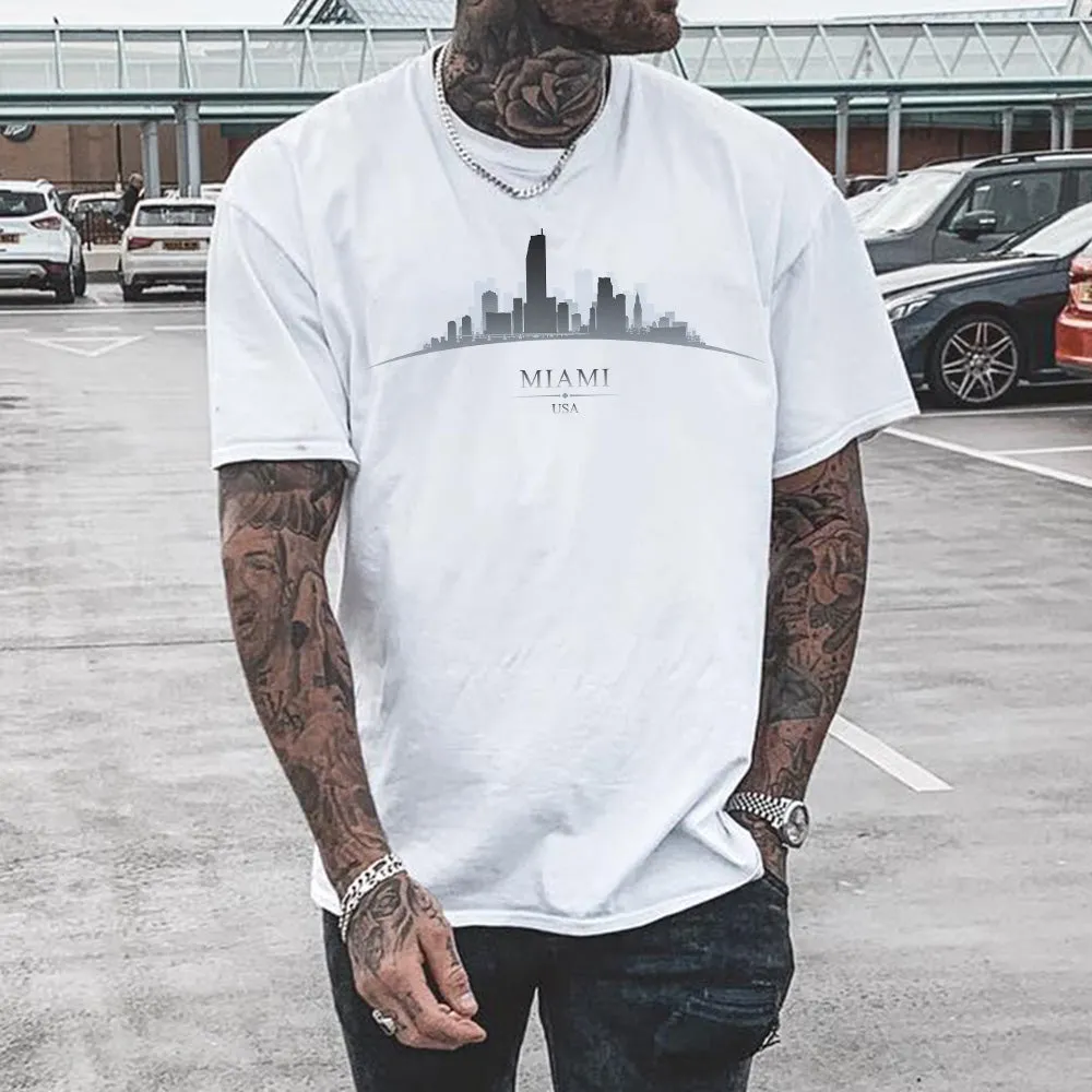 Miami Alphabet Graphic Print Casual Men's T-Shirt sold by Shopnova