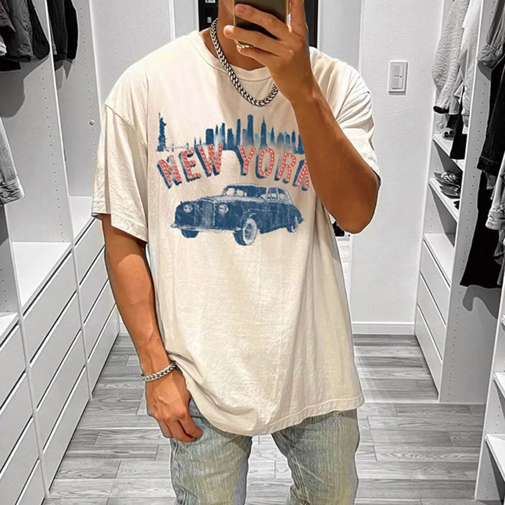 New York Graphic Print Loose Men's T-Shirt sold by Shopnova