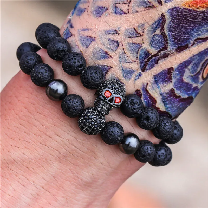 Personalized Skull Bead Bracelet Set sold by Shopnova