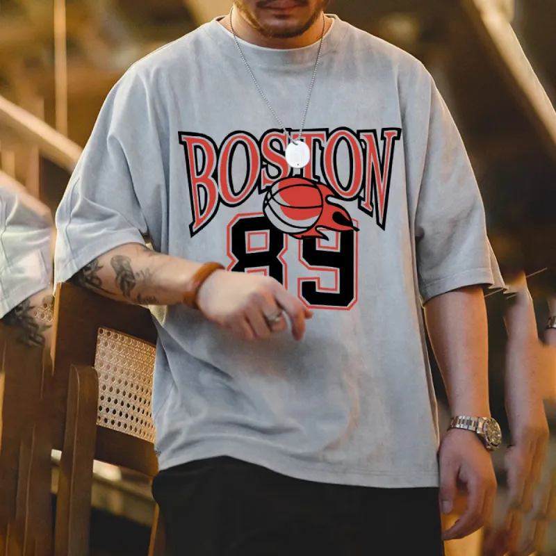 Boston Graphic Print Casual Men's T-Shirt sold by Shopnova