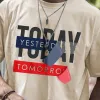 Trend personality letter graphic print men's casual T-shirt sold by Shopnova
