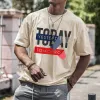 Trend personality letter graphic print men's casual T-shirt sold by Shopnova