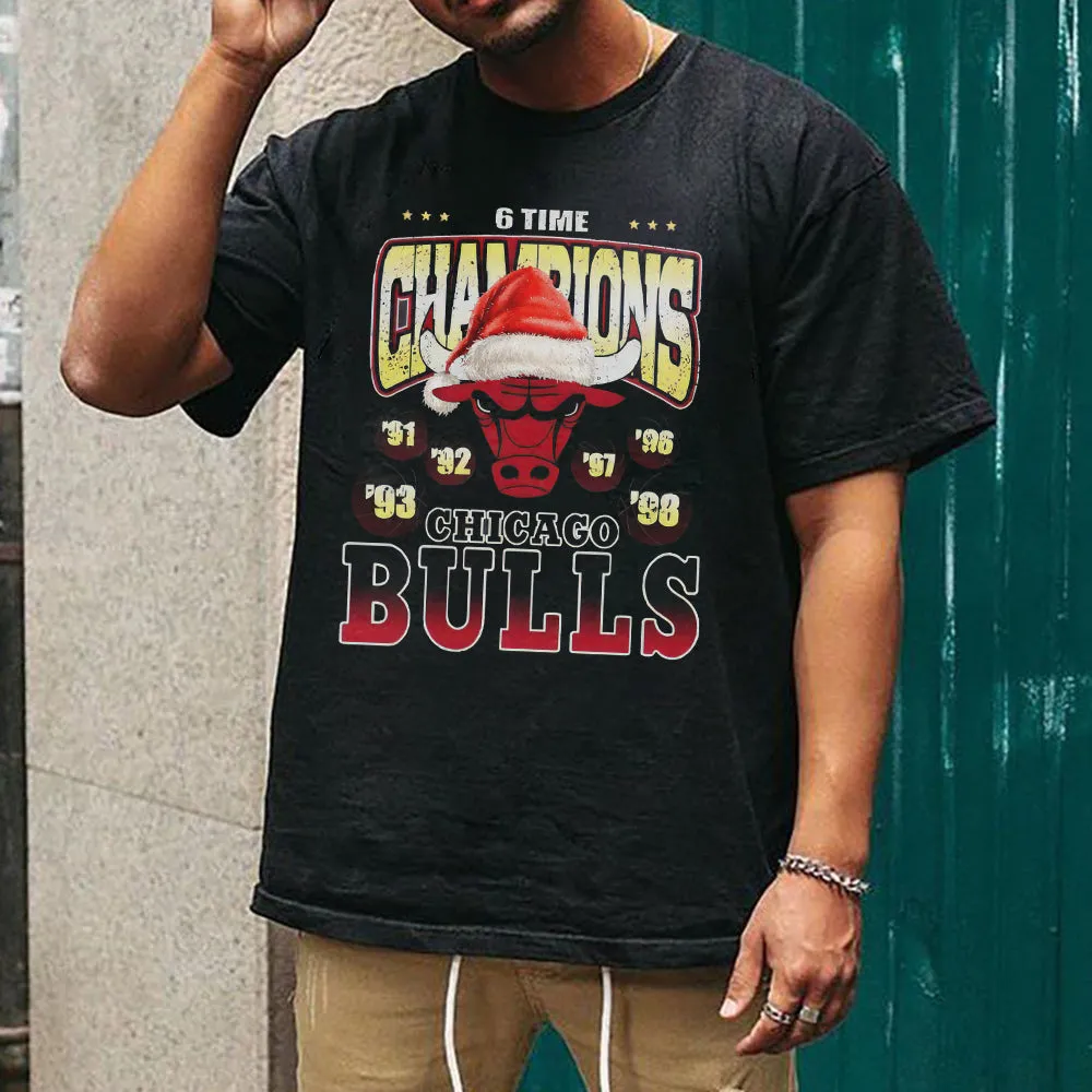 Bulls Men's Sports Christmas Casual T-Shirts sold by Shopnova