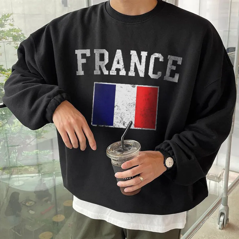 France Print Men's Crew Neck Sweatshirt sold by Shopnova