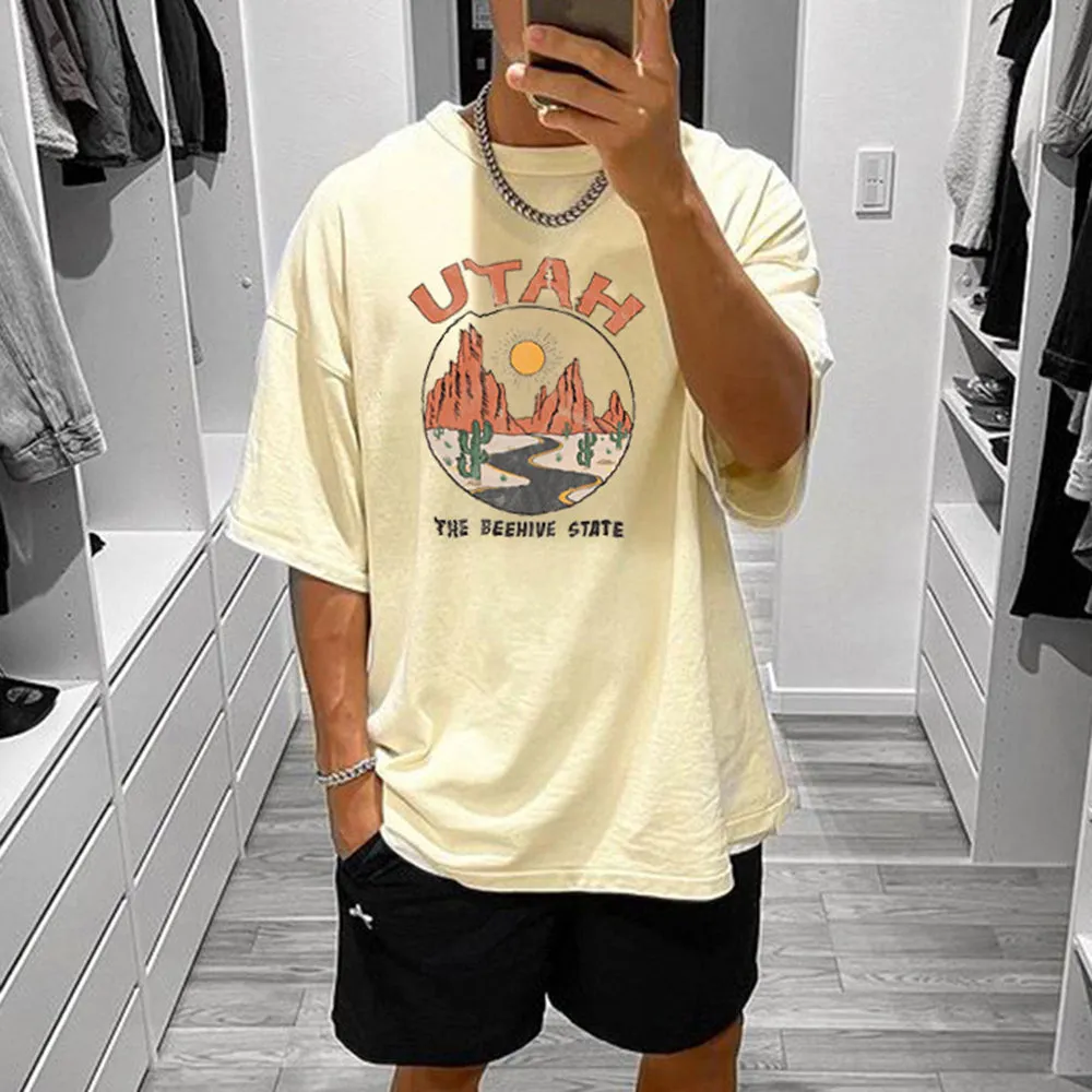 Utah Graphic Print Loose Men's T-Shirt sold by Shopnova