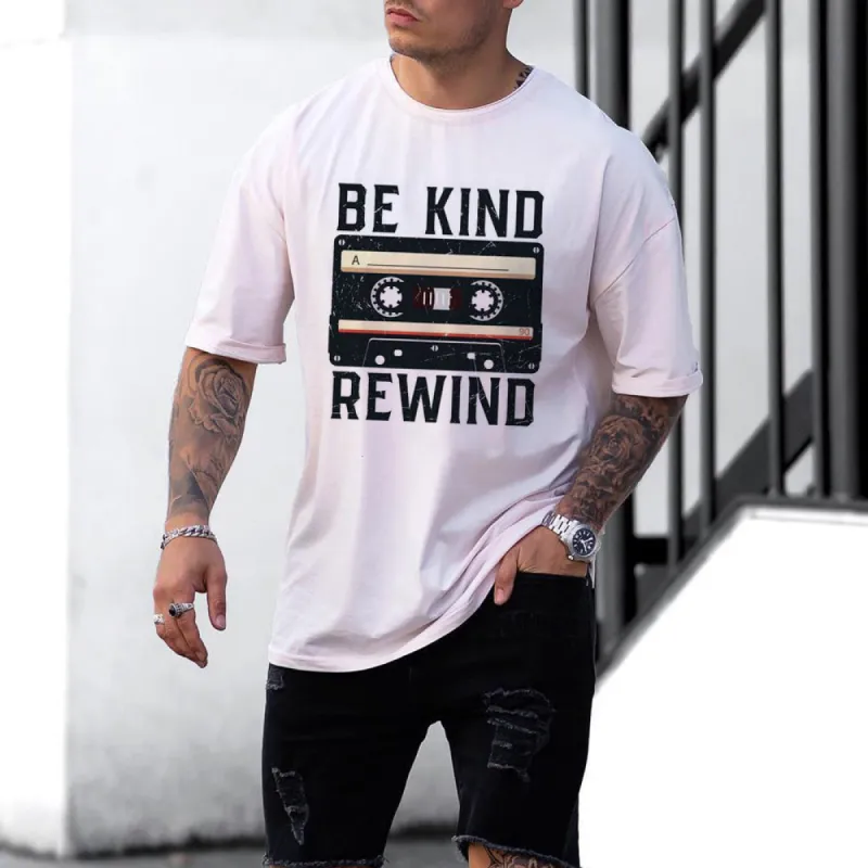 Be Kind Rewind Vintage Print Crew Neck Casual Men's T-Shirt sold by Shopnova