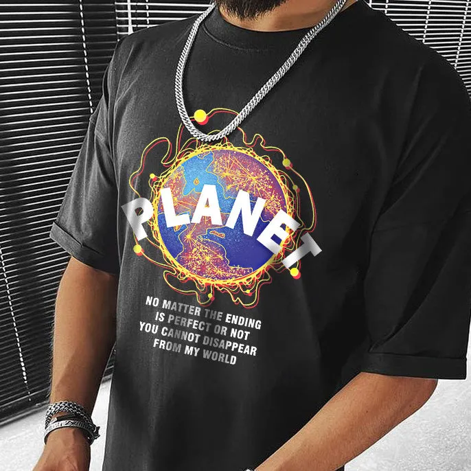 PLANTE Letter Graphic Print Loose Short Sleeve Men's T-Shirt sold by Shopnova product image thumbnail 2