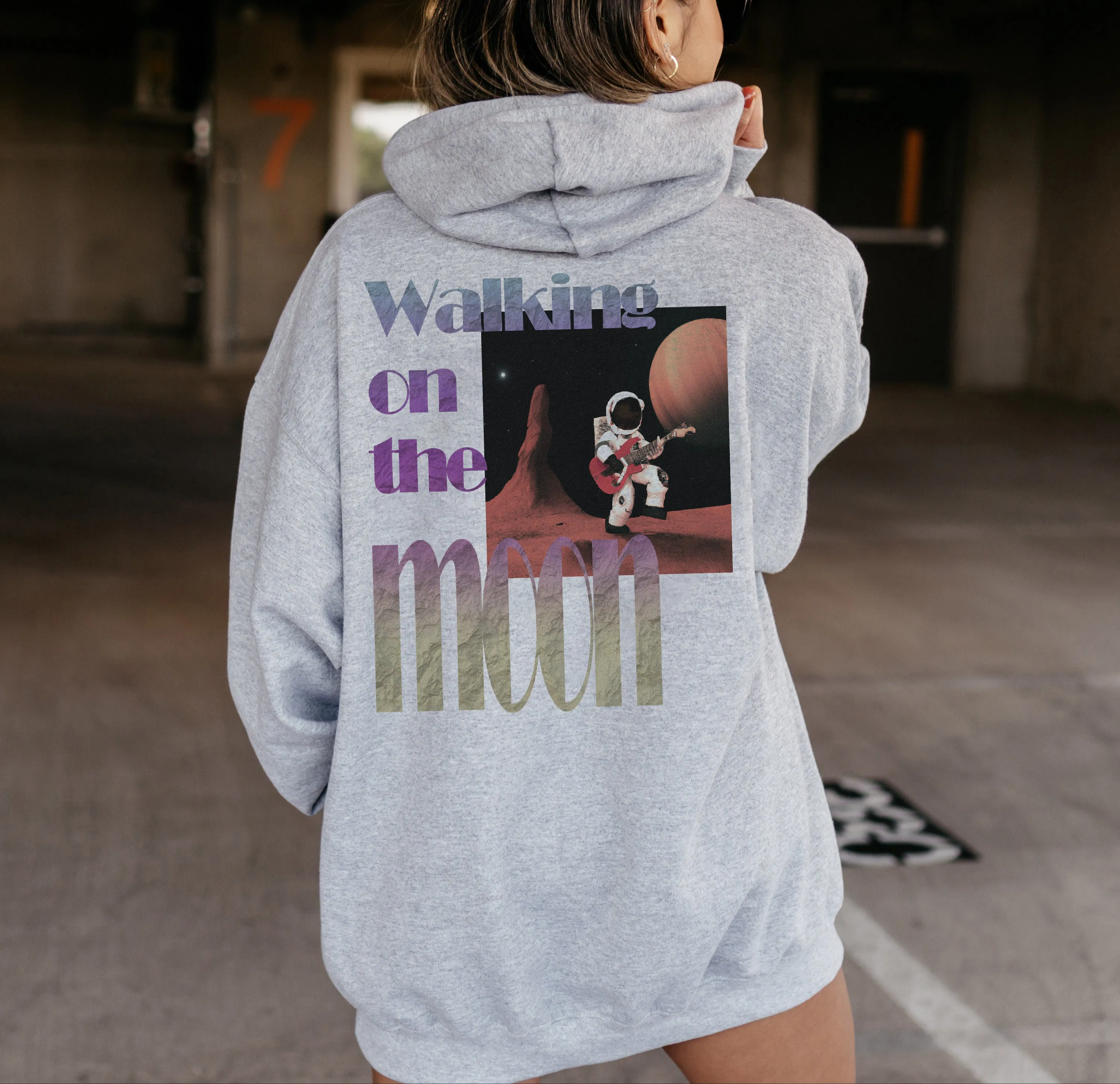 NOVAROPA™ Walking On The Moon Women's Oversize Fleeced Hoodie sold by Shopnova