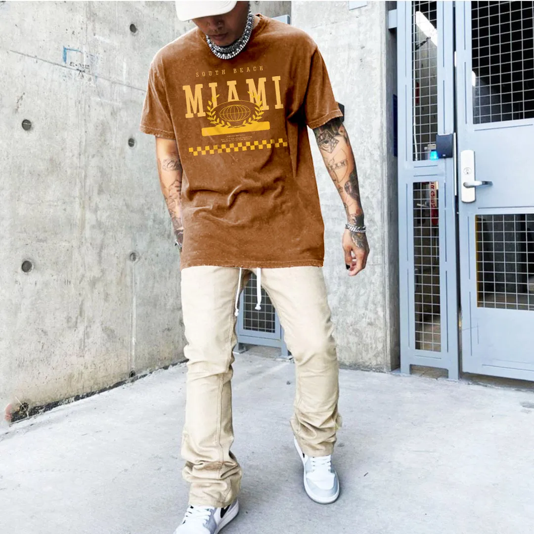 Miami Alphabet Graphic Print Loose Men's Short Sleeve T-Shirt sold by Shopnova product image thumbnail 2