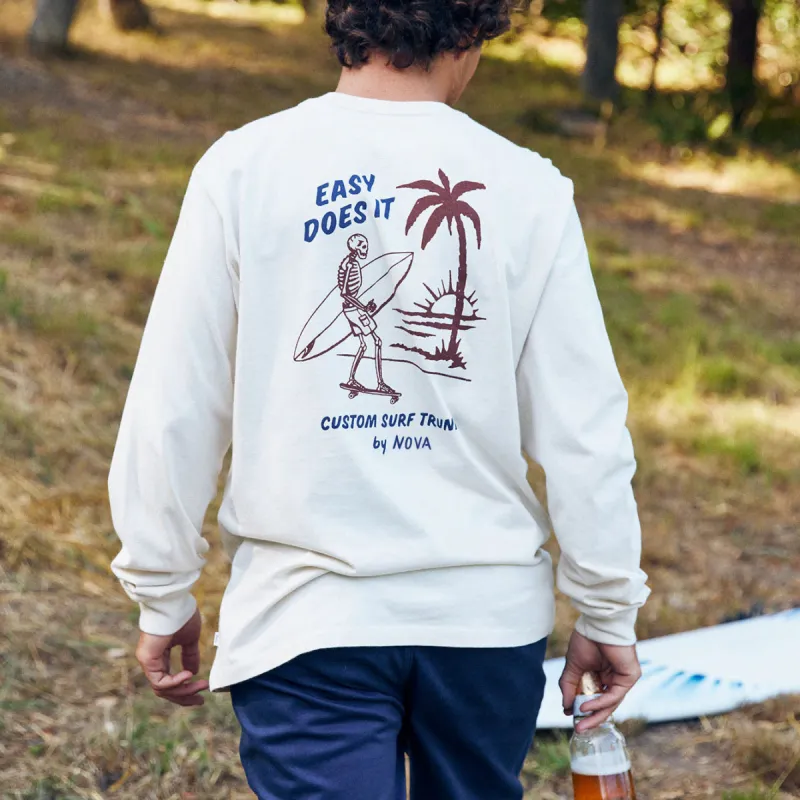 Skull Surfing Men's Casual Long Sleeve T-Shirts-A sold by Shopnova