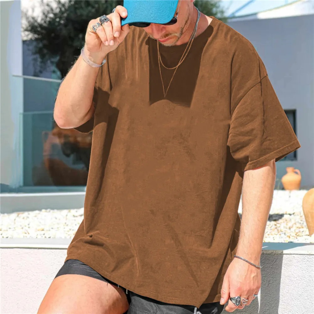 Solid Color Loose Casual Short Sleeve Men's T-Shirt sold by Shopnova product image thumbnail 3