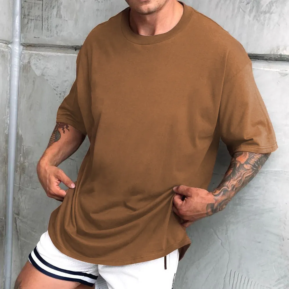 Solid Color Loose Casual Short Sleeve Men's T-Shirt sold by Shopnova product image thumbnail 2