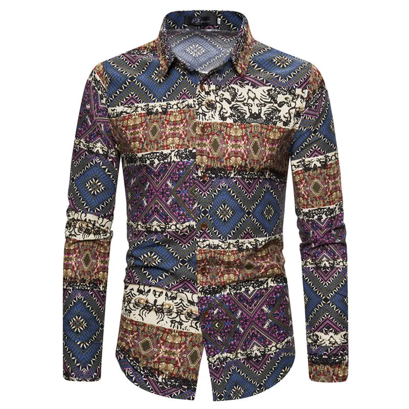 Long-sleeved Shirt With Lapel Print sold by Shopnova