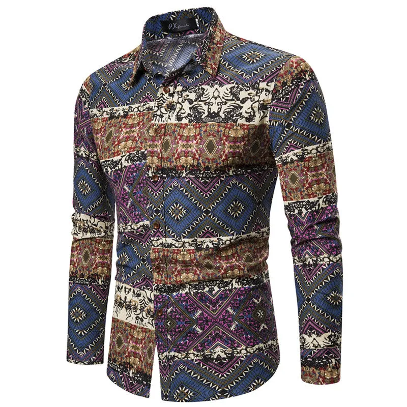 Long-sleeved Shirt With Lapel Print sold by Shopnova product image thumbnail 2