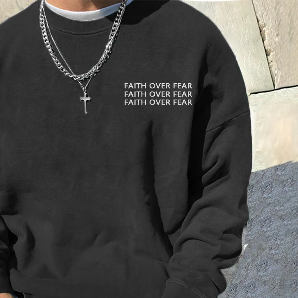 Clearance-FAITH OVER FEAR Men's Fleeced Sweatshirt-L sold by Shopnova product image thumbnail 2