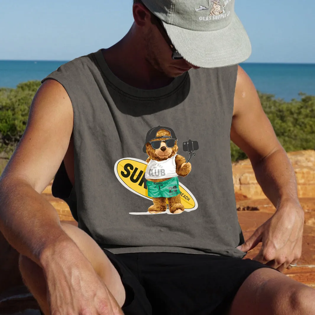 Surf Bear Men's Casual Tank Top-B sold by Shopnova