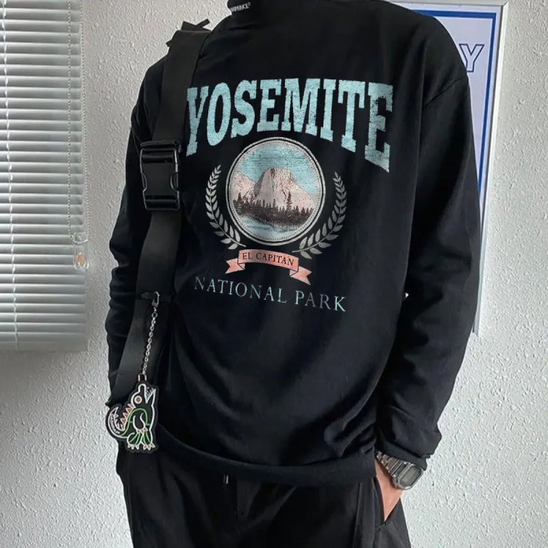 Yosemite Print Men's Casual Long Sleeved T-shirts-B sold by Shopnova