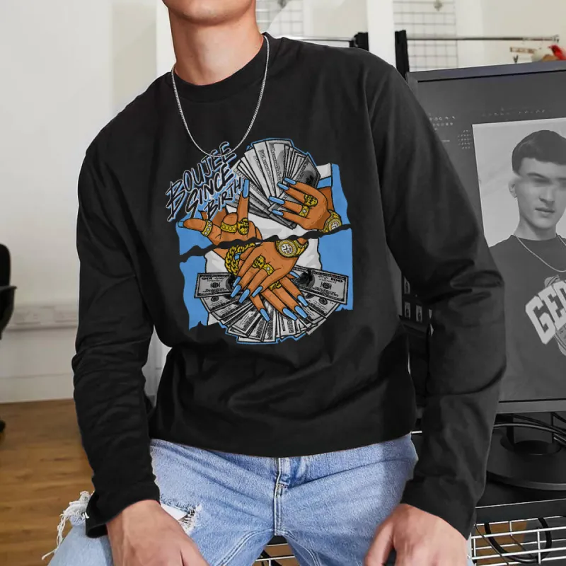 Money Print Men's Round Neck Long Sleeve T-Shirts-B sold by Shopnova