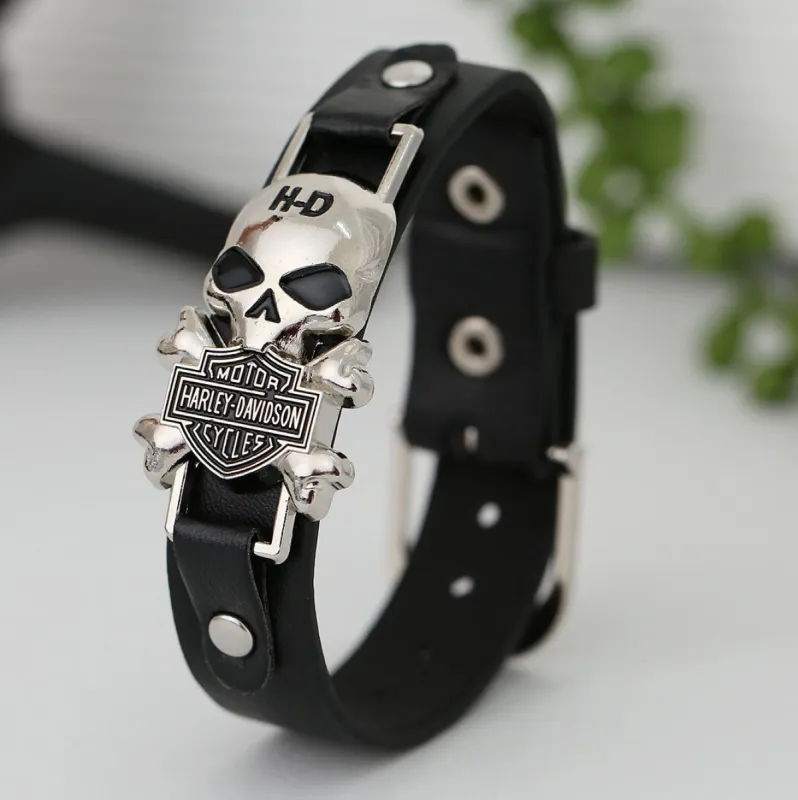 Personalized Fashion Punk Skull Vintage Leather Bracelet sold by Shopnova