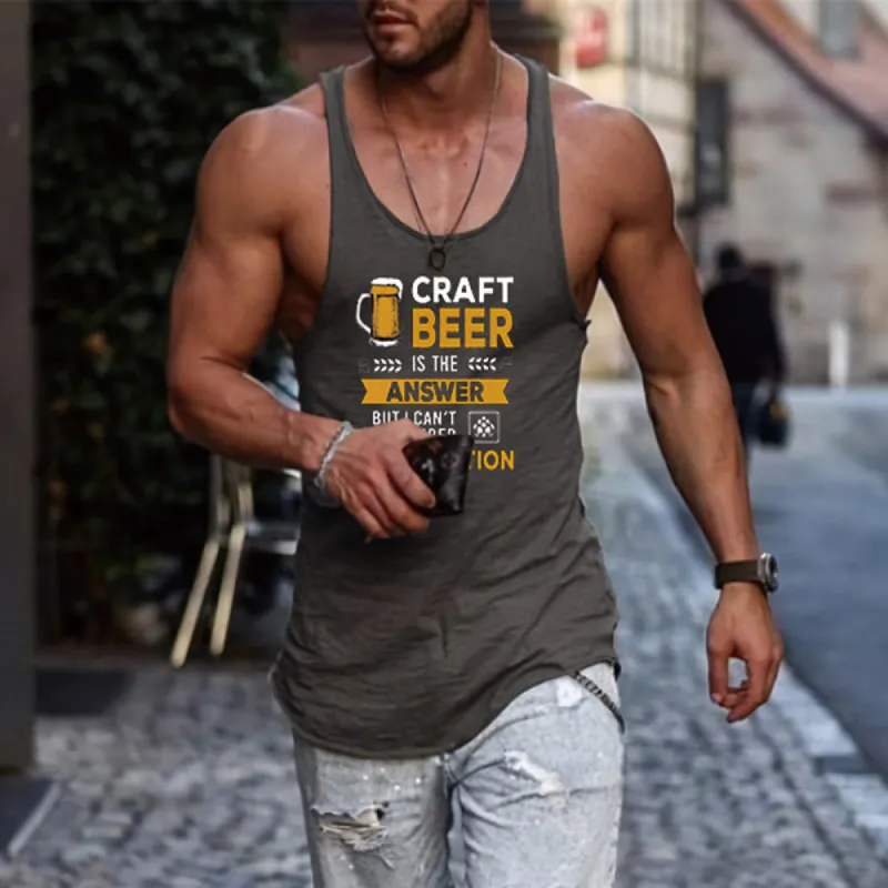 Beer Graphic Print Loose Men's Tank Top sold by Shopnova