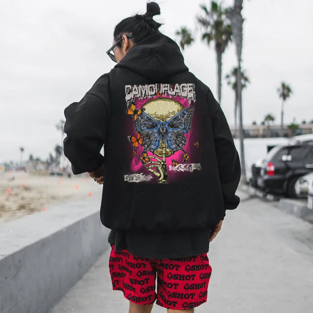 Skull Butterfly Graphic Men's Casual Hoodie Sweatshirt sold by Shopnova product image thumbnail 2