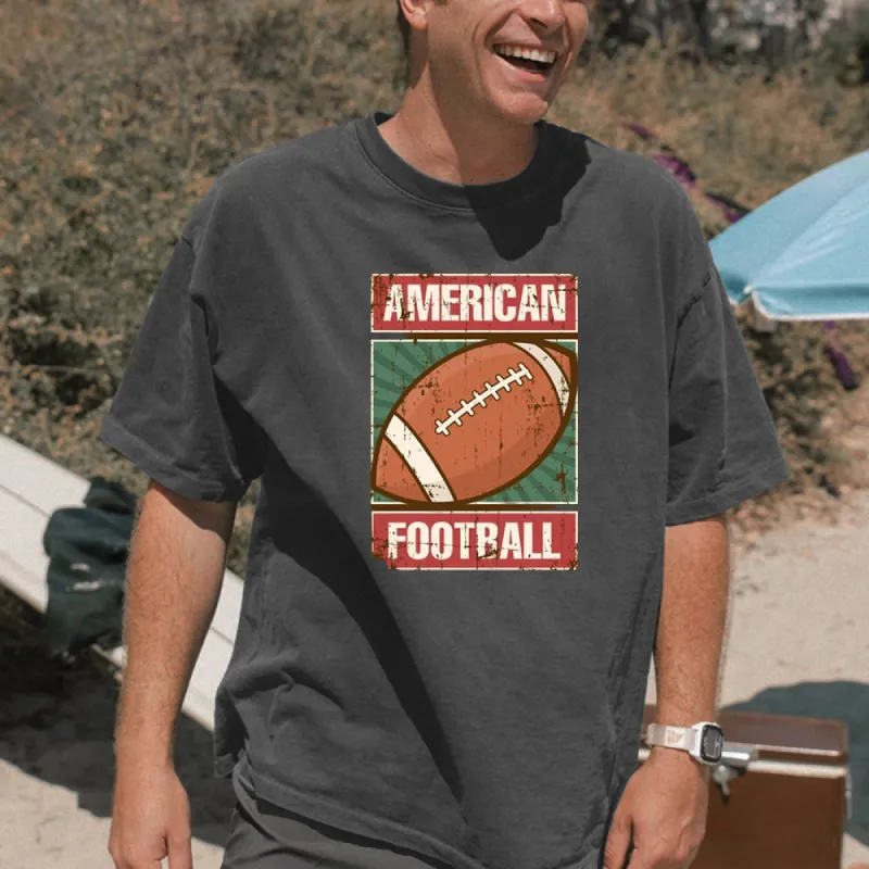 Vintage American Football Distressed Print Men's Cotton T-shirt sold by Shopnova