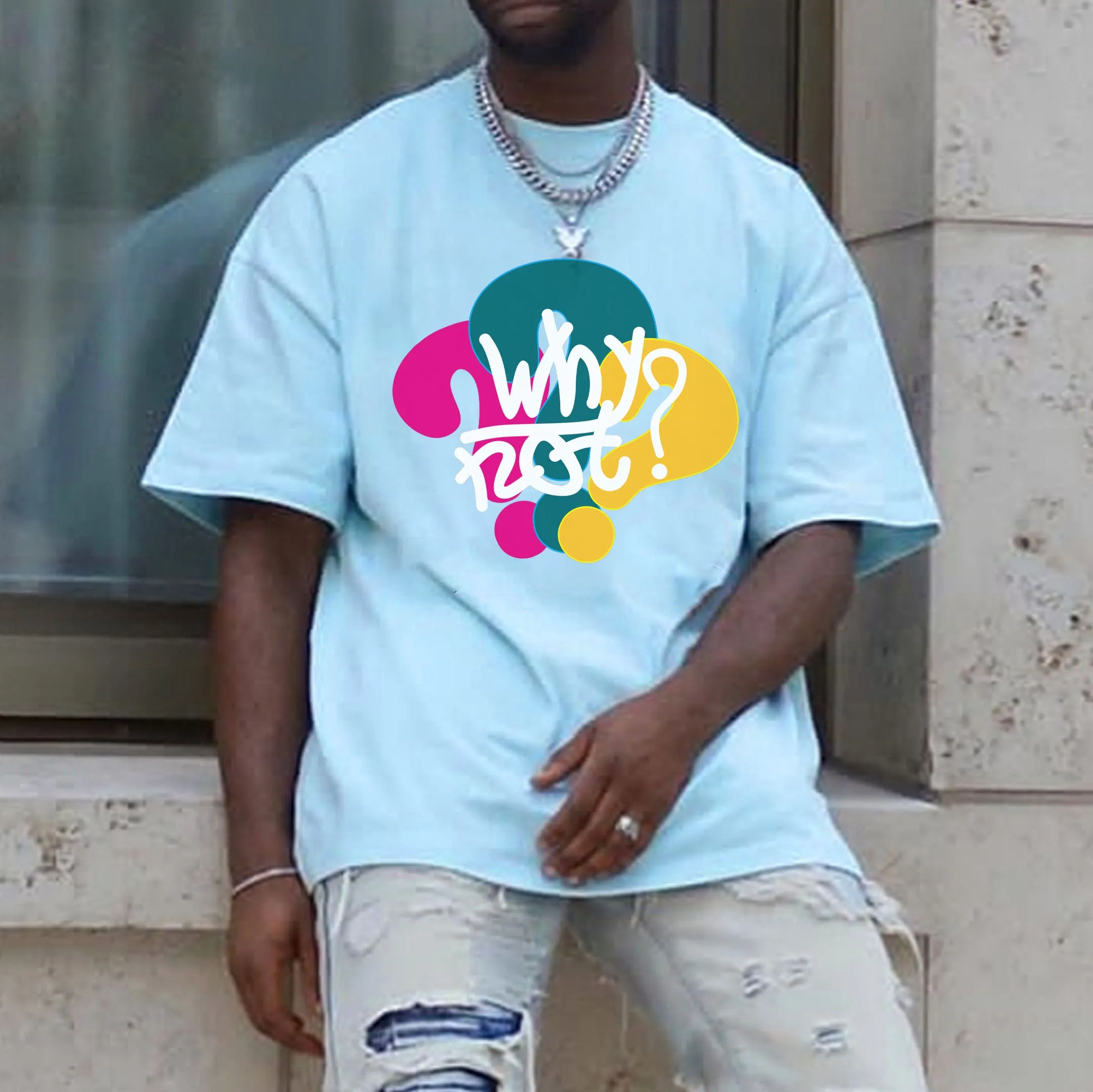 WHY NOT? Graphic Print Casual Loose Men's T-Shirt sold by Shopnova