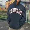 Colorado Print Men's Oversized Fleece Hoodie Blue 320g sold by Shopnova