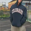 Colorado Print Men's Oversized Fleece Hoodie Blue 320g sold by Shopnova