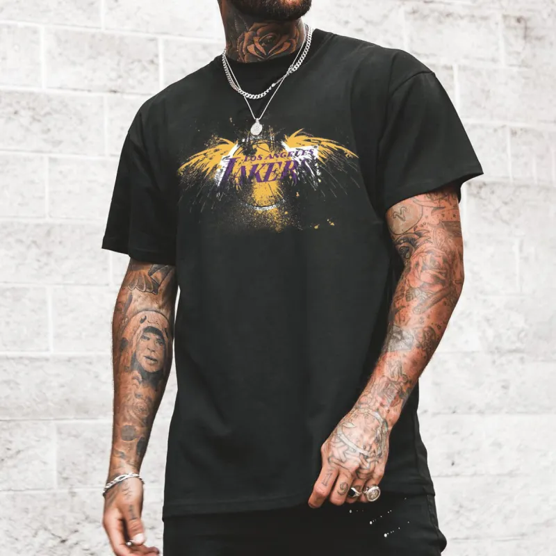 Lakers Alphabet Graphic Print Athleisure Men's T-Shirt sold by Shopnova
