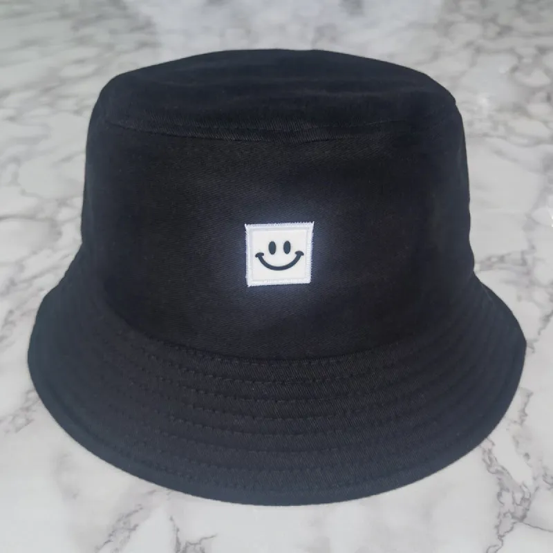Embroidered Smiley Contrast Casual Bucket Hat made by Shopnova