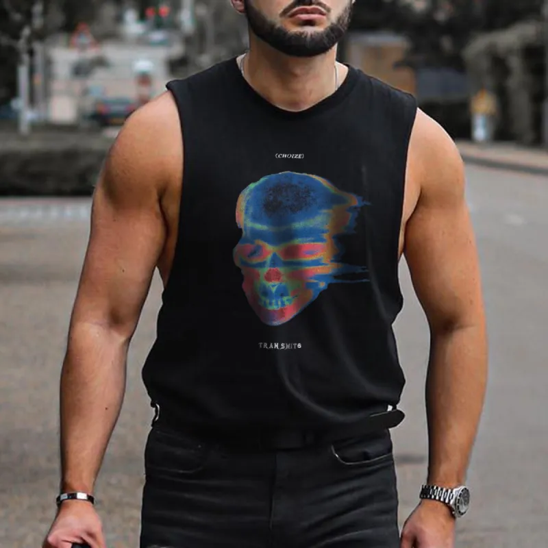 Skull Graphic Print Casual Men's Tank Top sold by Shopnova