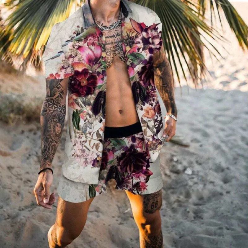 Clearance-Casual Solid Color Printing Two-piece Suit-2XL sold by Shopnova
