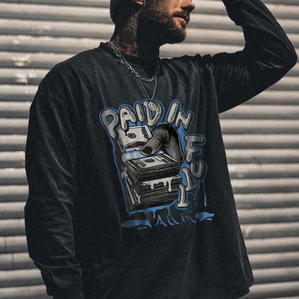 Paid in Full Men's Vintage Long Sleeve T-Shirts-A sold by Shopnova product image thumbnail 2