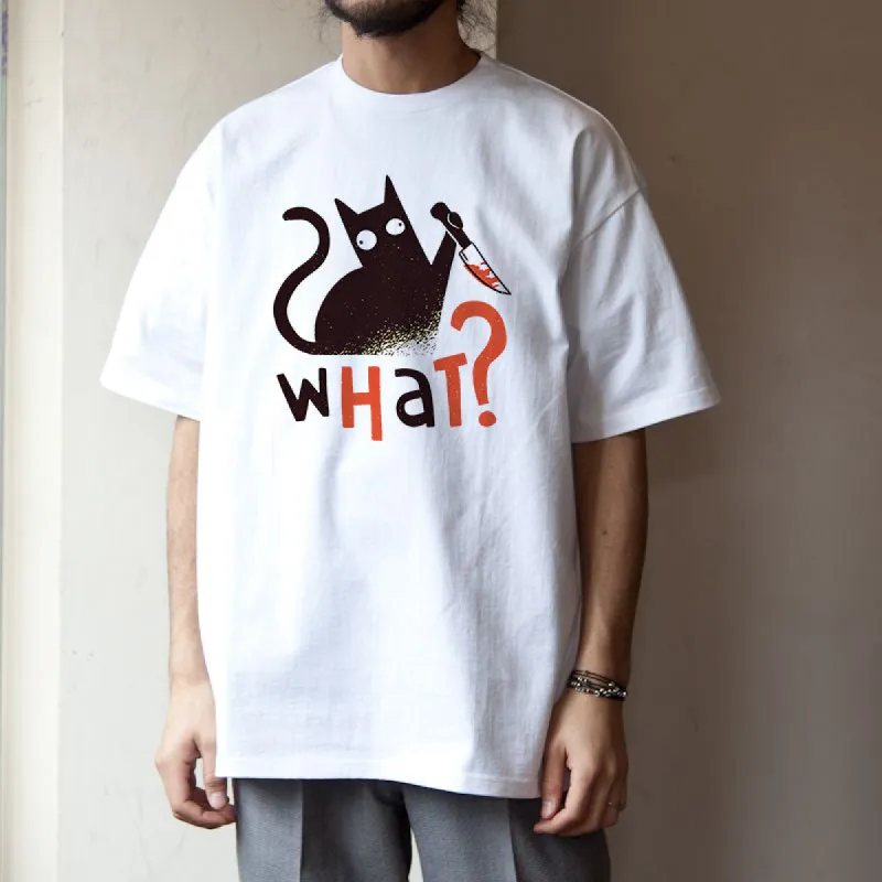 Black Cat and  Knife Print Men's Cotton T-shirt made by Shopnova
