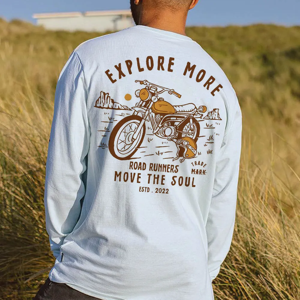 Motorcycle Print Men's Casual Long Sleeve T-shirts-B sold by Shopnova product image thumbnail 2