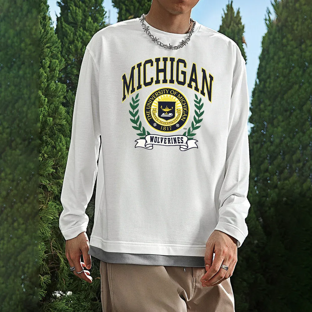 Michigan Print Men's Casual Long Sleeve T-Shirts-B sold by Shopnova product image thumbnail 2