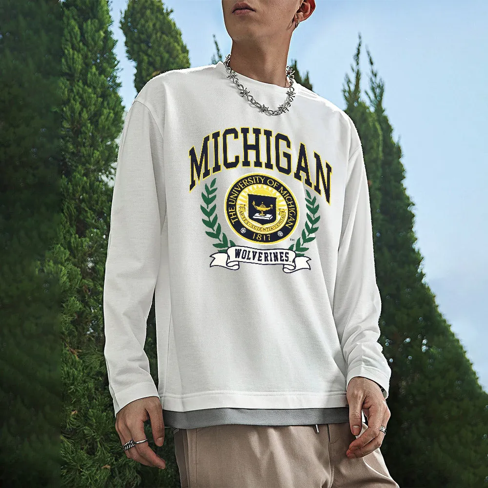 Michigan Print Men's Casual Long Sleeve T-Shirts-B sold by Shopnova product image thumbnail 3