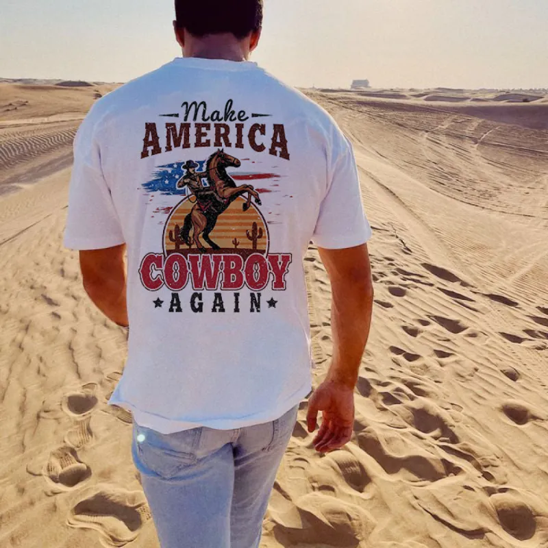 Cowboy Print Men's Cotton Tee sold by Shopnova